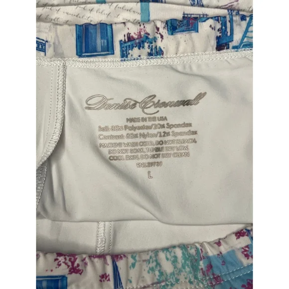 Denise Cronwall White Blue Abstract Floral Golf Skort Size Large - Picture 6 of 6